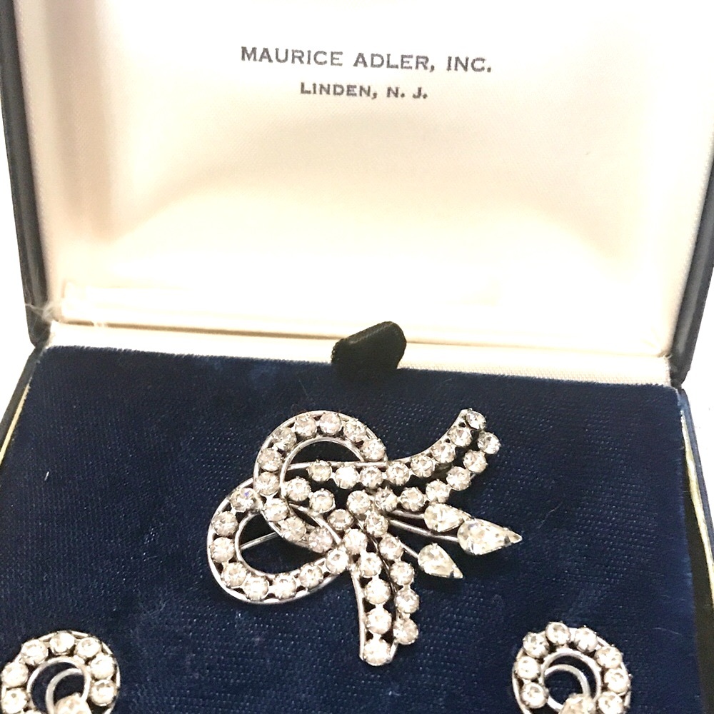 Sterling Brooch Earrings Set Crystal Carl-Art Original Box - Picture 3 of 5